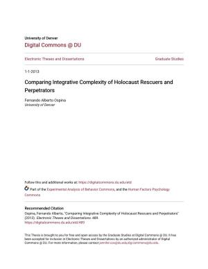 Comparing Integrative Complexity of Holocaust Rescuers and Perpetrators