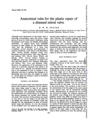 Anatomical Rules for the Plastic Repair of a Diseased Mitral Valve
