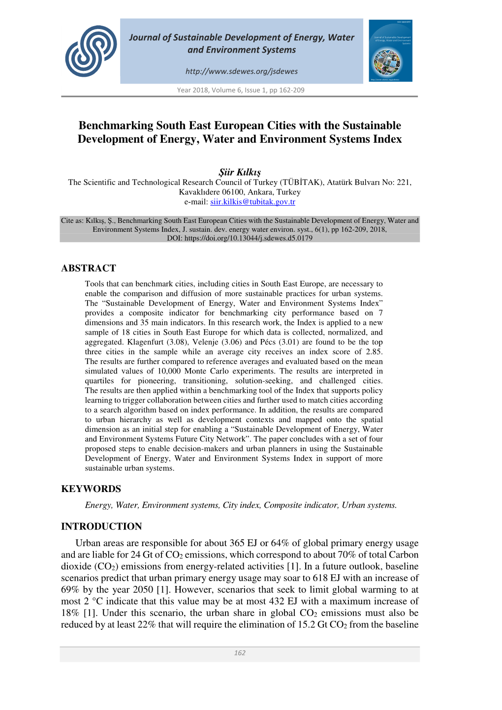 Benchmarking South East European Cities with the Sustainable Development of Energy, Water and Environment Systems Index