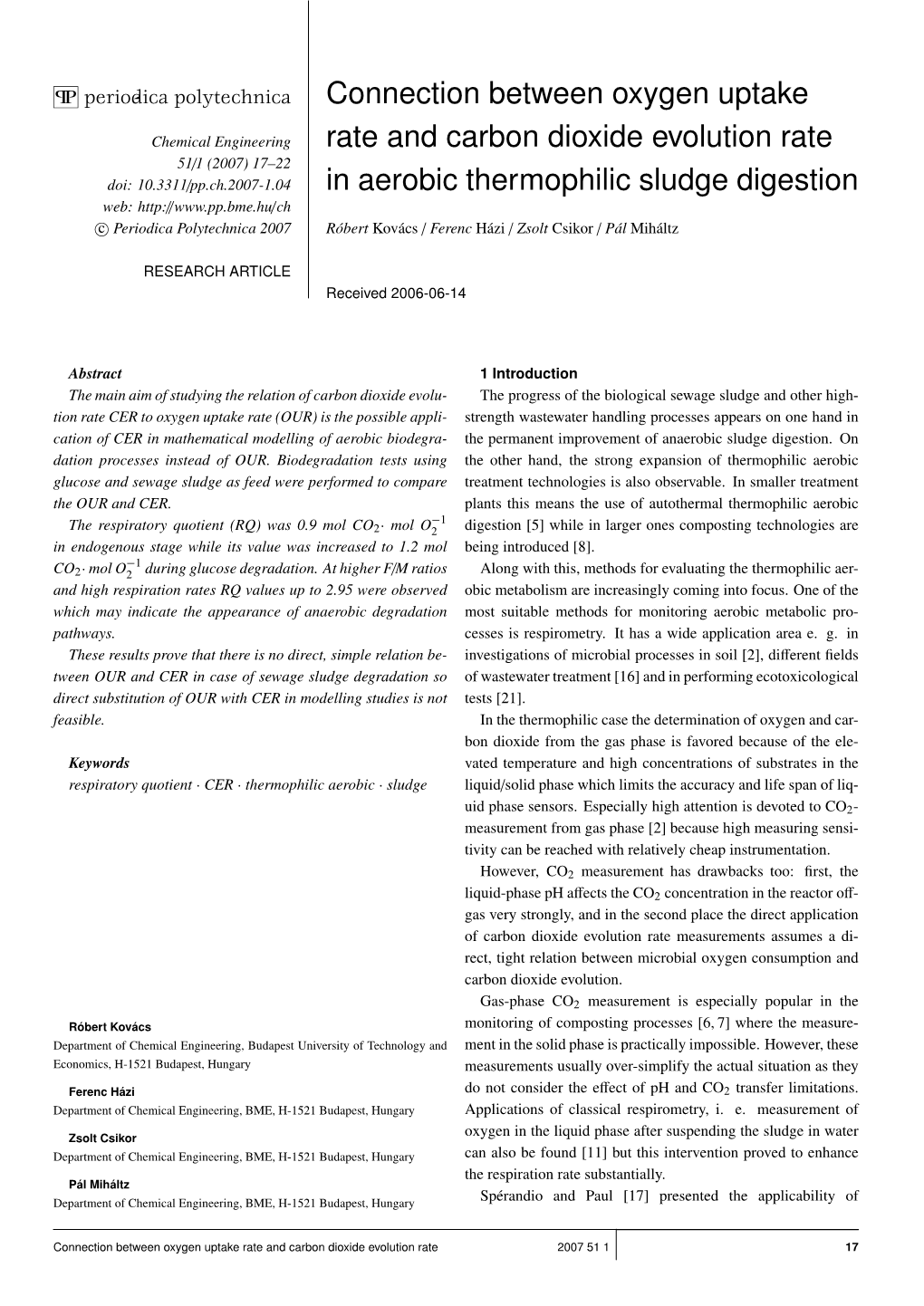 Connection Between Oxygen Uptake Rate and Carbon Dioxide Evolution