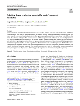 Cribellate Thread Production As Model for Spider's Spinneret Kinematics
