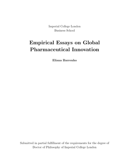 Empirical Essays on Global Pharmaceutical Innovation