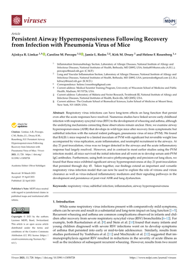 Persistent Airway Hyperresponsiveness Following Recovery from Infection with Pneumonia Virus of Mice