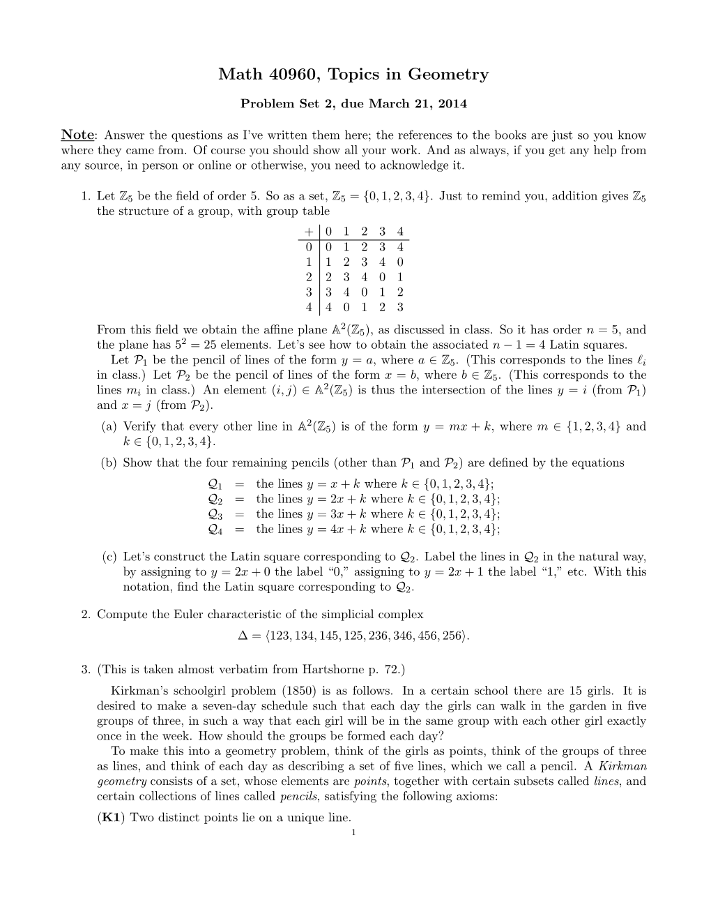 Math 40960, Topics in Geometry