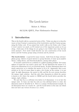 The Leech Lattice