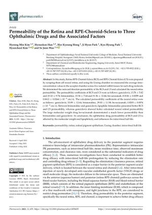 Permeability of the Retina and RPE-Choroid-Sclera to Three Ophthalmic Drugs and the Associated Factors