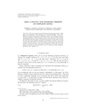 Area, Capacity, and Diameter Versions of Schwarz's Lemma