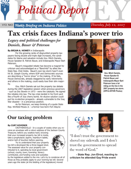 Tax Crisis Faces Indiana's Power Trio