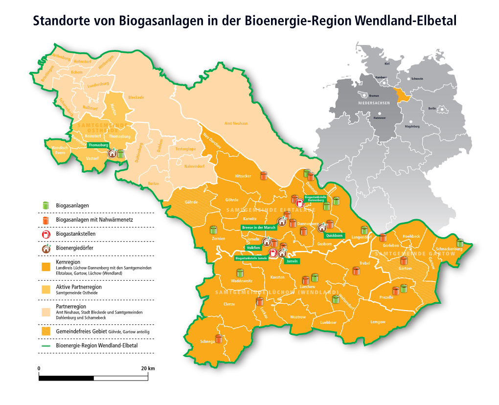 Standorte Von Biogasanlagen in Der Bioenergie-Region Wendland-Elbetal