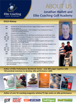 ABOUT US Jonathan Wallett and Elite Coaching Elite Coaching Golf Academy
