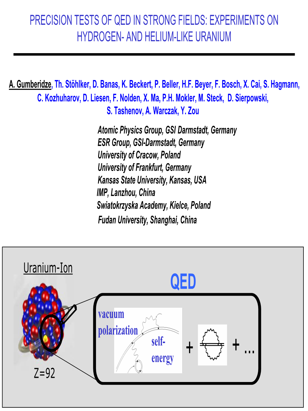 Uranium-Ion Z=92 PRECISION TESTS of QED in STRONG FIELDS