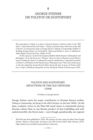 8 George Steiner on Tolstoy Or Dostoevsky