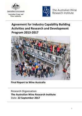 Agreement for Industry Capability Building Activities and Research and Development Program 2013-2017