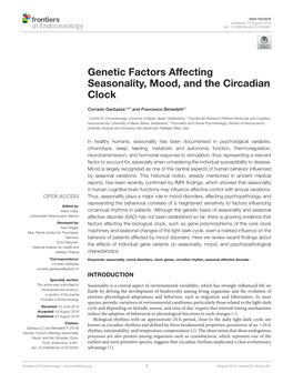Genetic Factors Affecting Seasonality, Mood, and the Circadian Clock