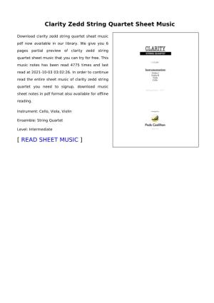 Clarity Zedd String Quartet Sheet Music