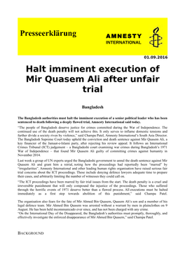 Halt Imminent Execution of Mir Quasem Ali After Unfair Trial
