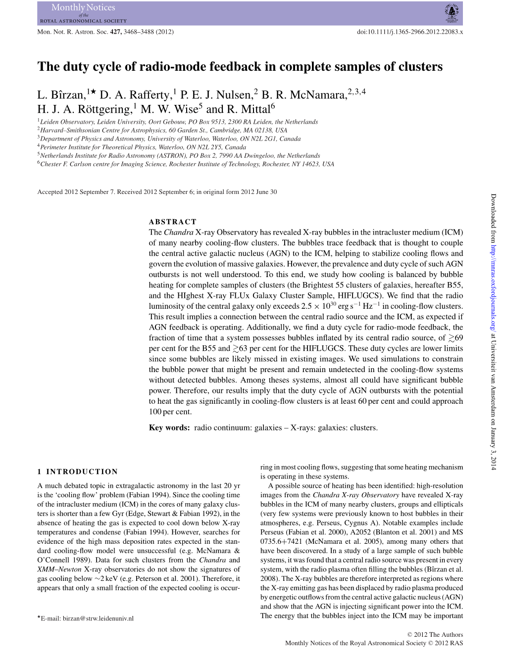 The Duty Cycle of Radio-Mode Feedback in Complete Samples of Clusters