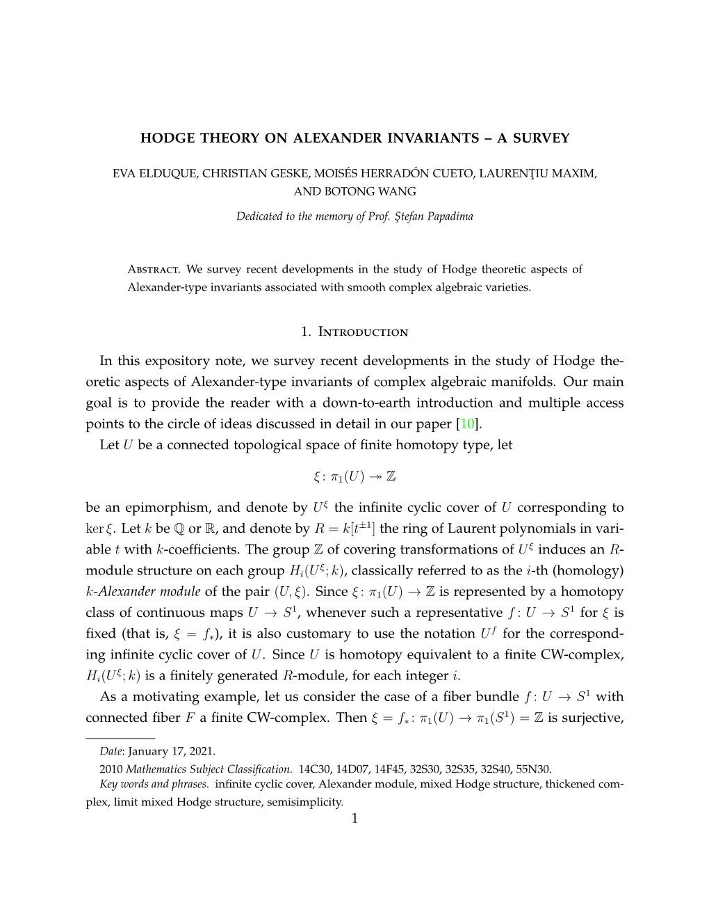Hodge Theory on Alexander Invariants – a Survey 1