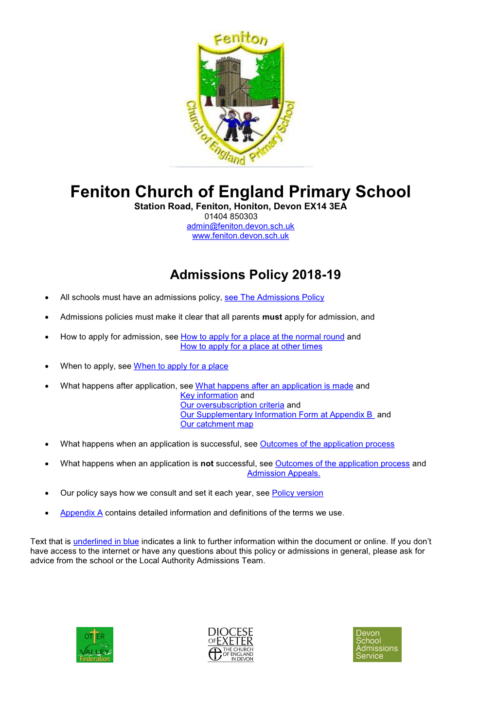 2018 Feniton Admissions Policy