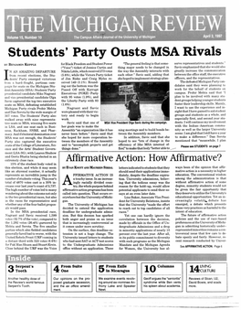 Students' Party Ousts MSA Rivals