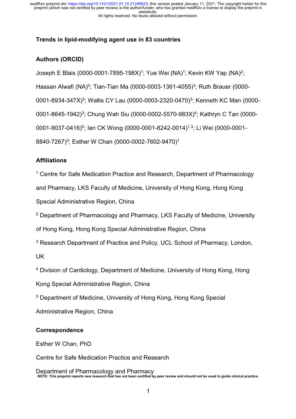 Trends in Lipid-Modifying Agent Use in 83 Countries