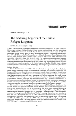 The Enduring Legacies of the Haitian Refugee Litigation