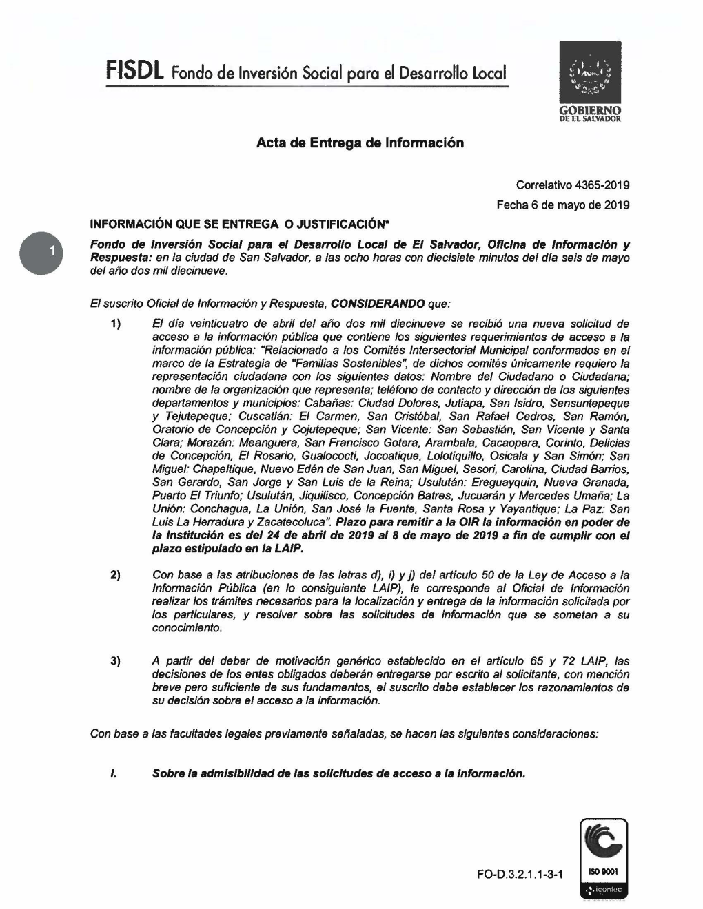 FISDL Fondo De Inversión Social Paro El Desarrollo Local