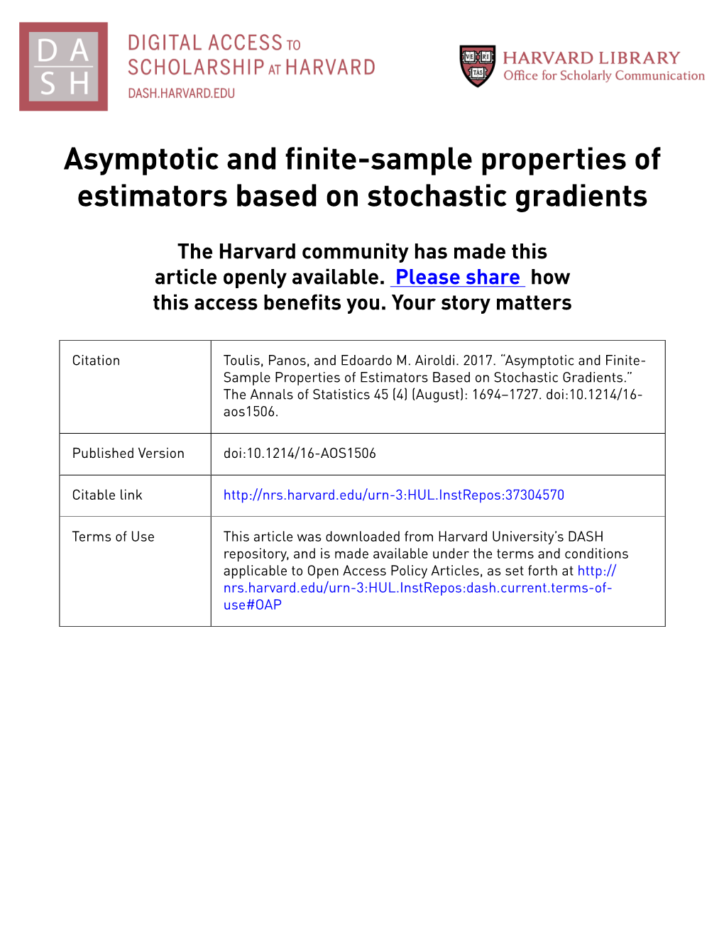 Asymptotic and Finite-Sample Properties of Estimators Based on Stochastic Gradients