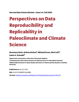 Perspectives on Data Reproducibility and Replicability in Paleoclimate and Climate Science