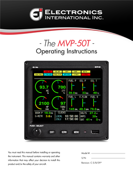 MVP-50T Operating Instructions