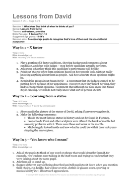 Lessons from David Session 1 of 4 – Page 1 of 6