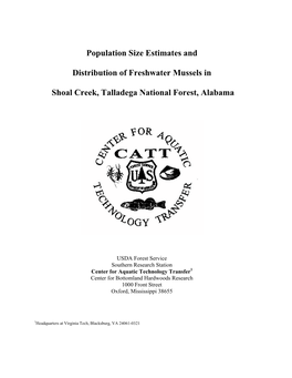 Population Size Estimates and Distribution of Freshwater Mussels in Shoal Creek, Talladega National Forest, Alabama