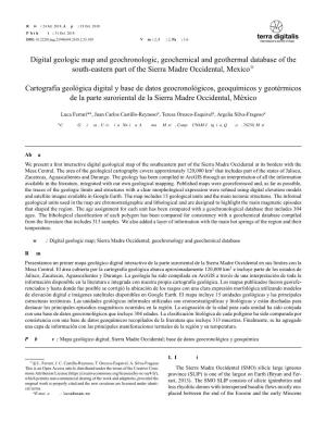 Digital Geologic Map and Geochronologic, Geochemical and Geothermal Database of the South-Eastern Part of the Sierra Madre Occidental, Mexicoi