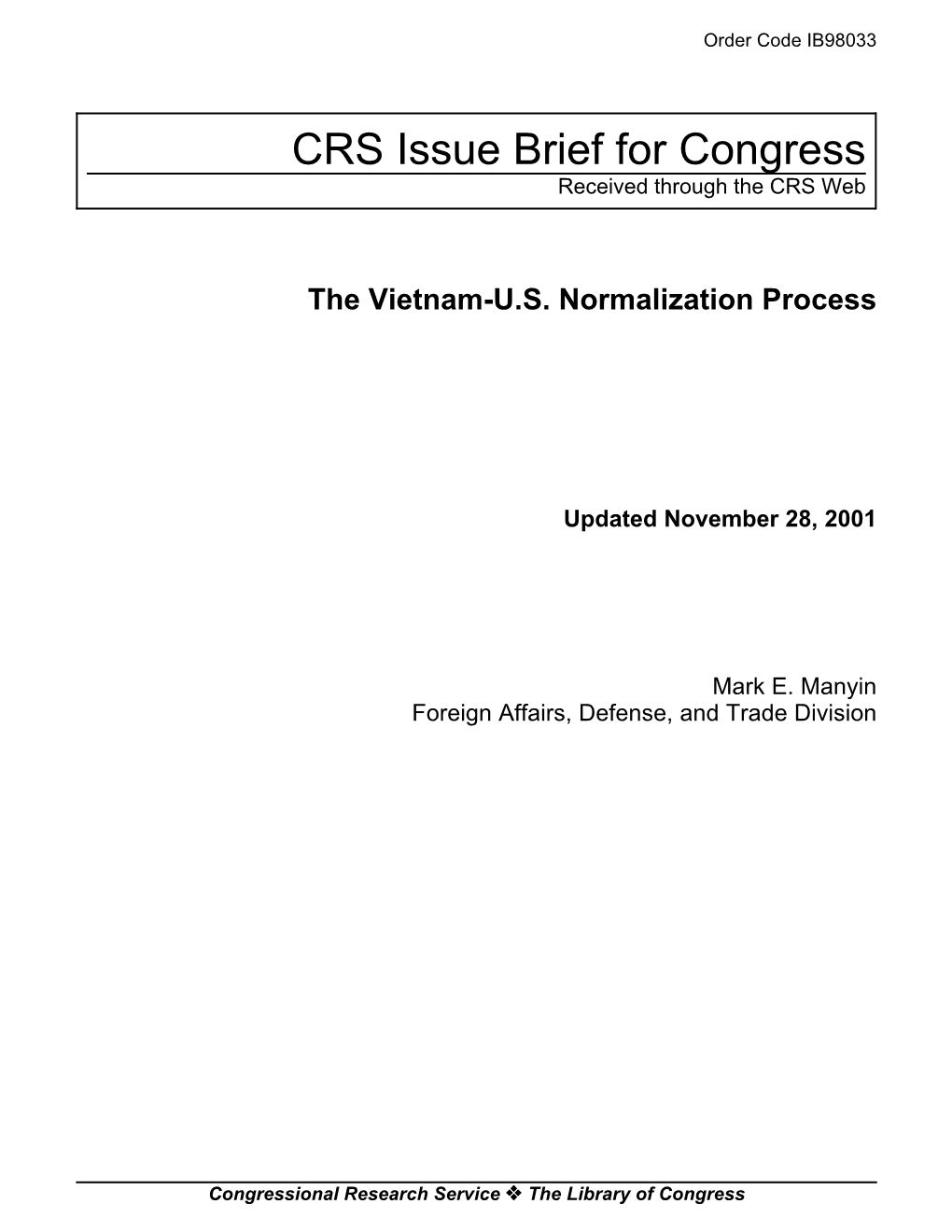 The Vietnam-U.S. Normalization Process