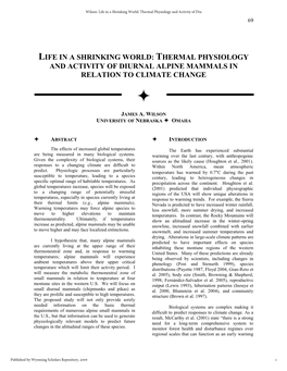 Thermal Physiology and Activity of Diurnal Alpine Mammals in Relation to Climate Change