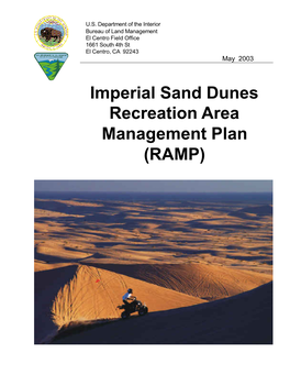 Imperial Sand Dunes Recreation Area Management Plan (RAMP) BLM/CA/ES-2003-018 + 1790 - 1600 United States Department of the Interior