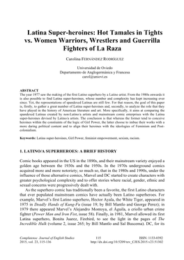 Latina Super-Heroines: Hot Tamales in Tights Vs. Women Warriors, Wrestlers and Guerrilla Fighters of La Raza