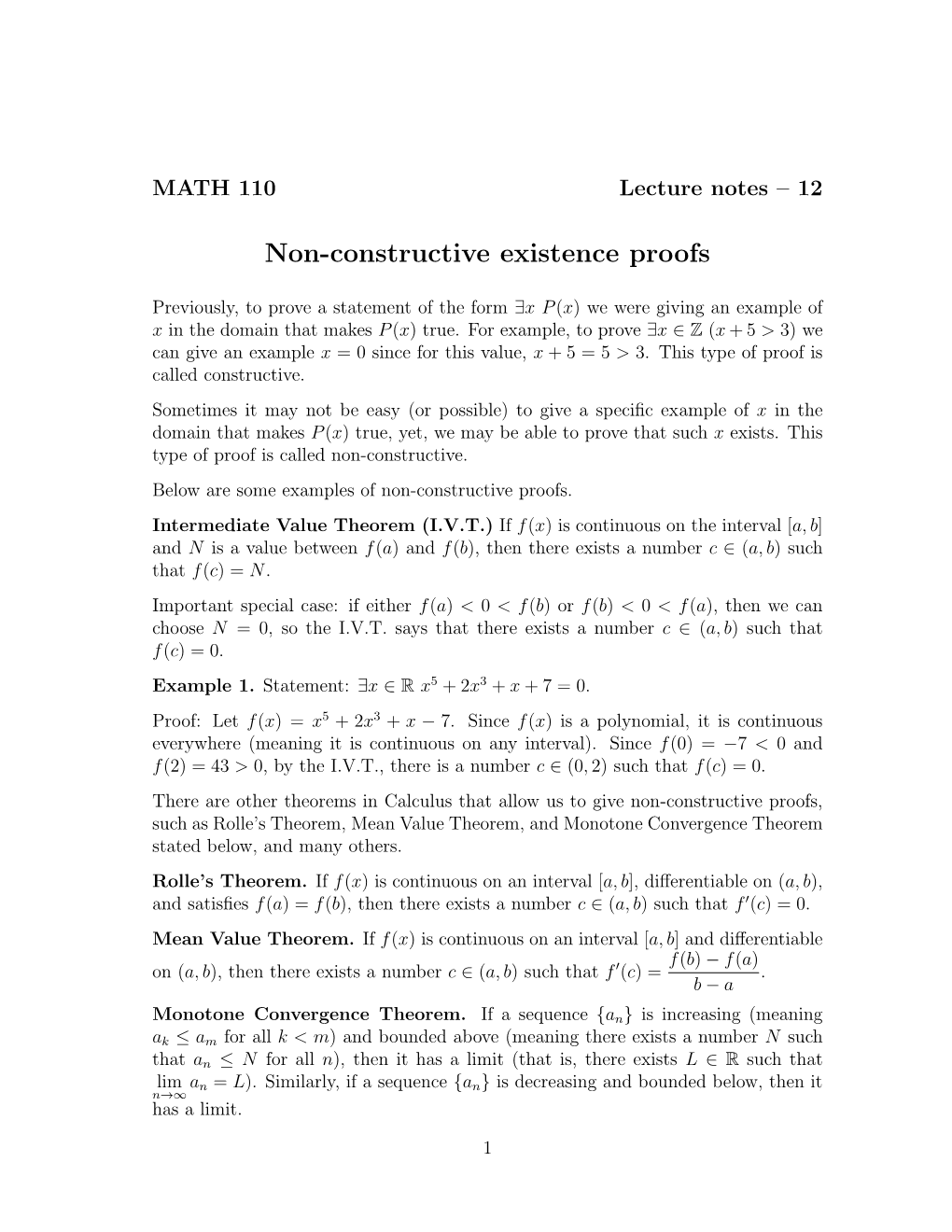 Non-Constructive Existence Proofs