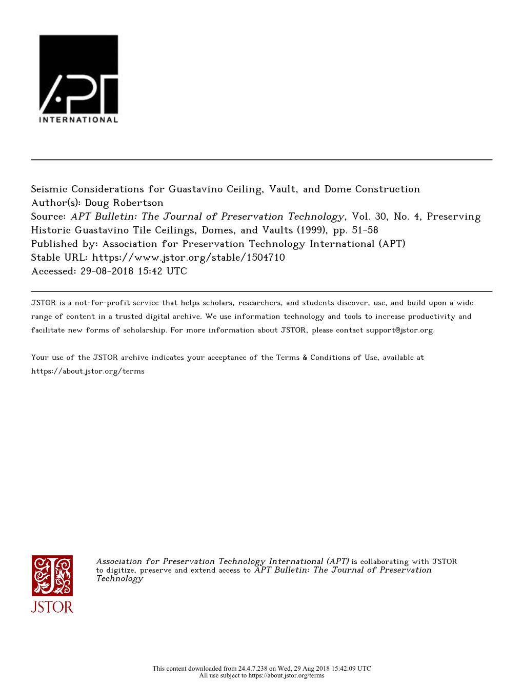 Seismic Considerations for Guastavino Ceiling, Vault, And