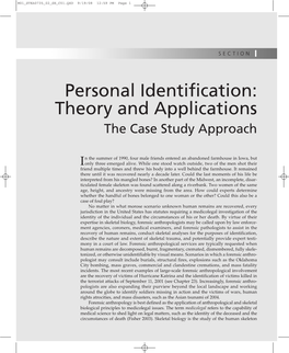 Personal Identification: Theory and Applications the Case Study Approach