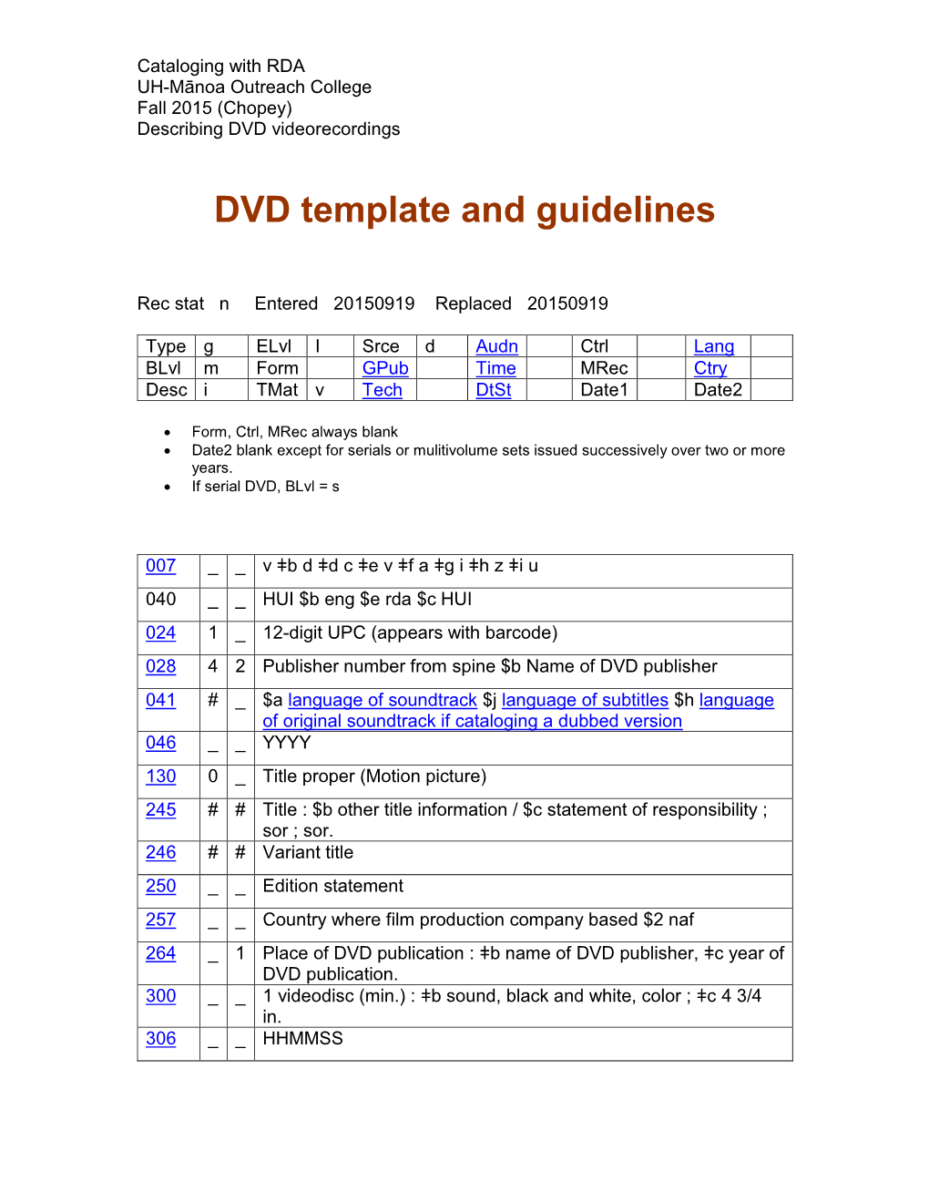 DVD Template and Guidelines