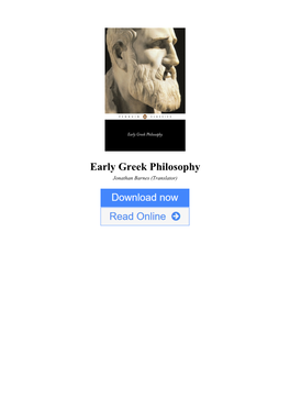 Early Greek Philosophy by Jonathan Barnes (Translator
