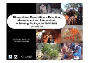 Version 1 2003 ICH/UNHCR MNDD Slide Contents
