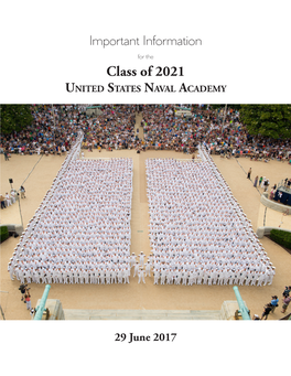 Important Information for the Class of 2021 United States Naval Academy