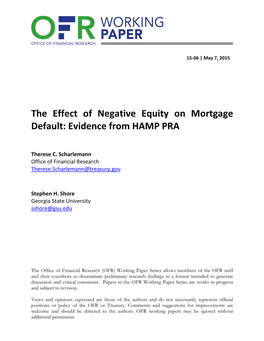 The Effect of Negative Equity on Mortgage Default: Evidence from HAMP PRA