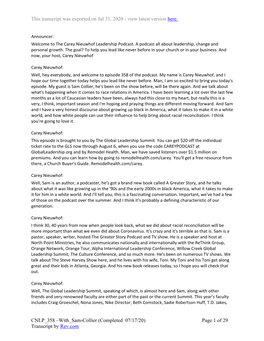 With Sam-Collier (Completed 07/17/20) Page 1 of 29 Transcript by Rev.Com This Transcript Was Exported on Jul 31, 2020 - View Latest Version Here