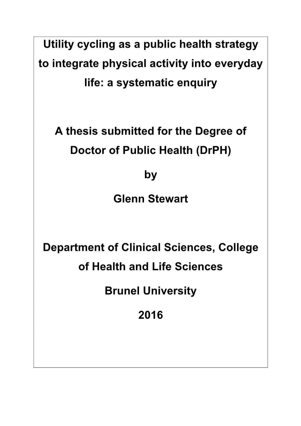 Utility Cycling As a Public Health Strategy to Integrate Physical Activity Into Everyday Life: a Systematic Enquiry