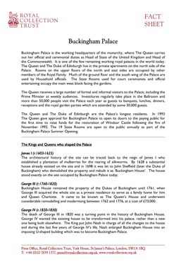 Buckingham Palace Fact Sheet