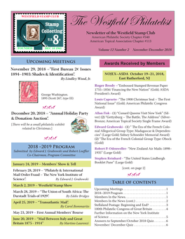 The Westfield Philatelist Newsletter of the Westfield Stamp Club American Philatelic Society Chapter #540 American Topical Association Chapter #113
