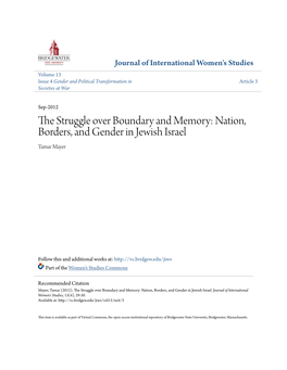 Nation, Borders, and Gender in Jewish Israel Tamar Mayer